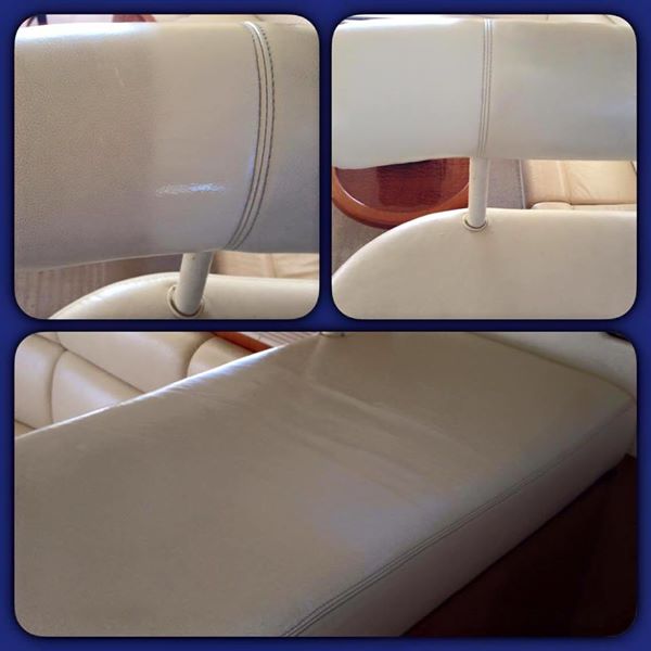 Before and after cleaning boat upholstery Gold Coast